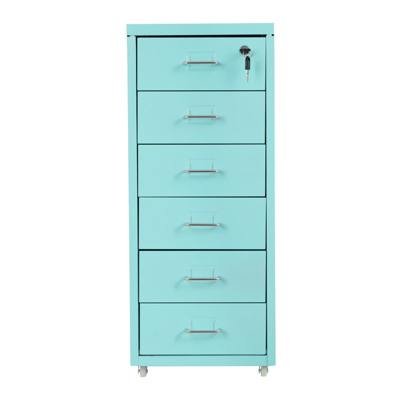 11'' Wide 6 -Drawer Metal Mobile File Cabinet INCOMPLETE 