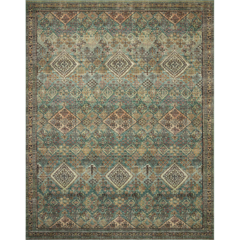 Magnolia Home By Joanna Gaines X Loloi Sinclair Machine Washable Turquoise / Multi Area Rug