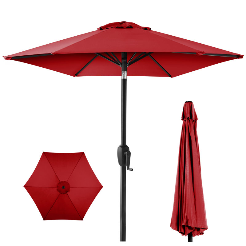 keven 7.5ft heavy-duty outdoor market patio umbrella w/ push button tilt, easy crank