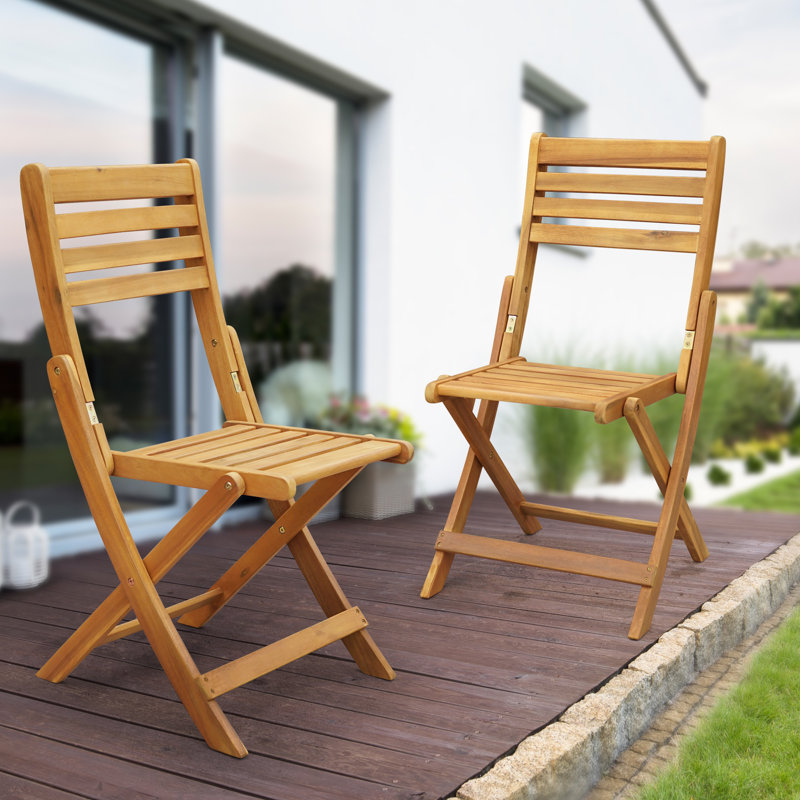 Acacia Wood Folding Chair Set of 2 – 400lbs Capacity, Fully Assembled, Space-Saving & Portable Wooden Dining Chairs for Home, Patio & Events (Set of 2)