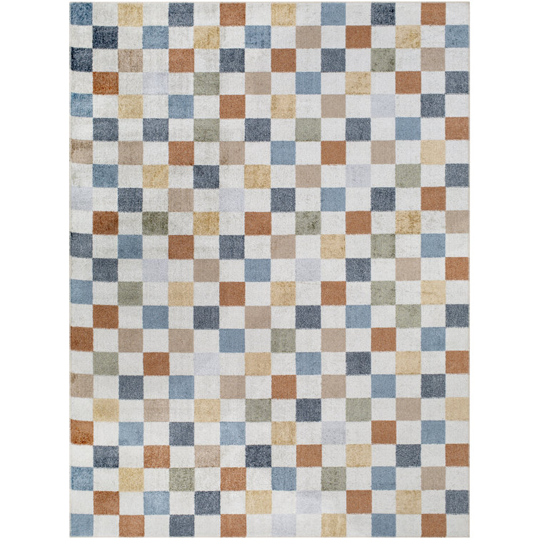 jules checkered denim area rug