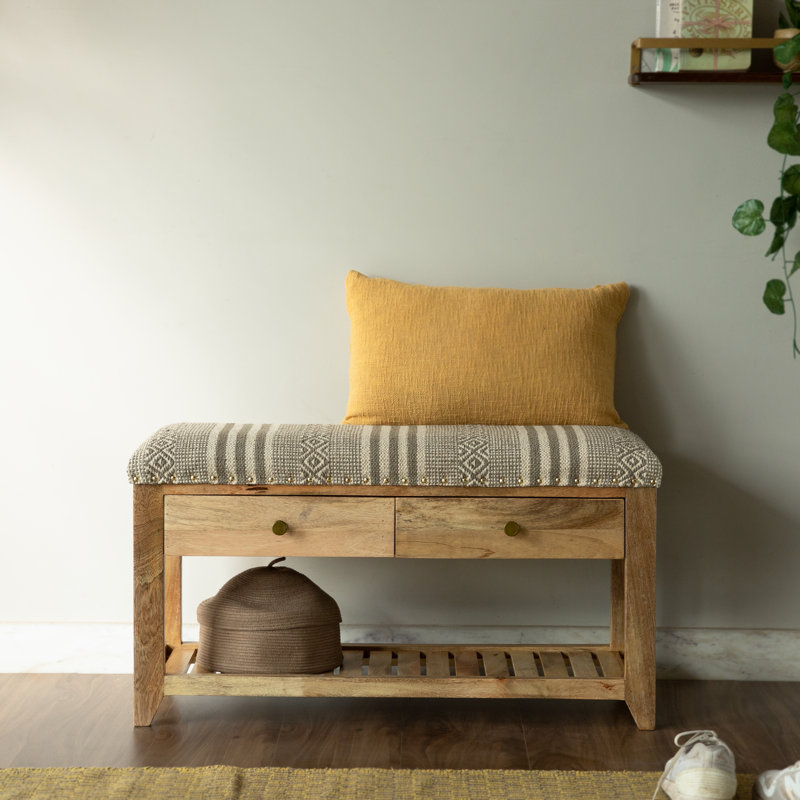 iyaas cotton upholstered storage bench