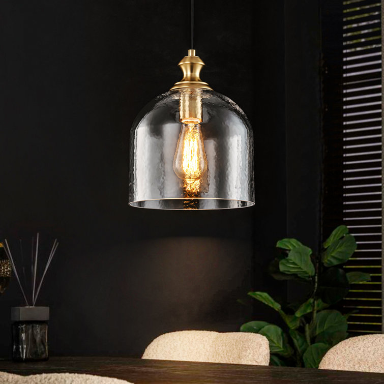 Incomplete Lightrix 1-Light Single Hammered Clear Glass Bell Pendant
