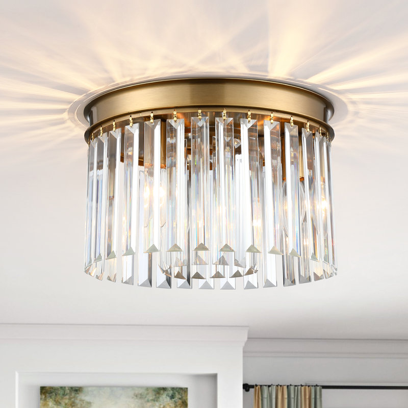 Krunislava 3-Light 12" Crystal Flush Mount Ceiling Light