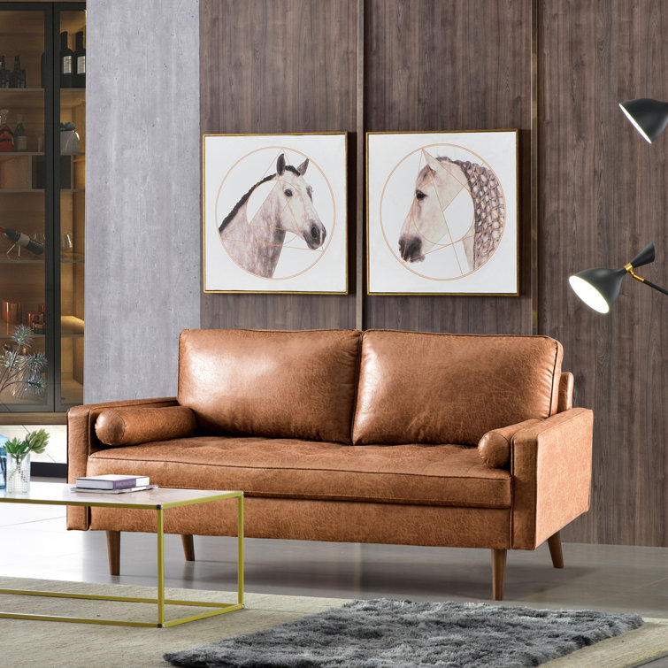 (Incomplete) Aisha 70\" Faux Leather Square Arm Loveseat