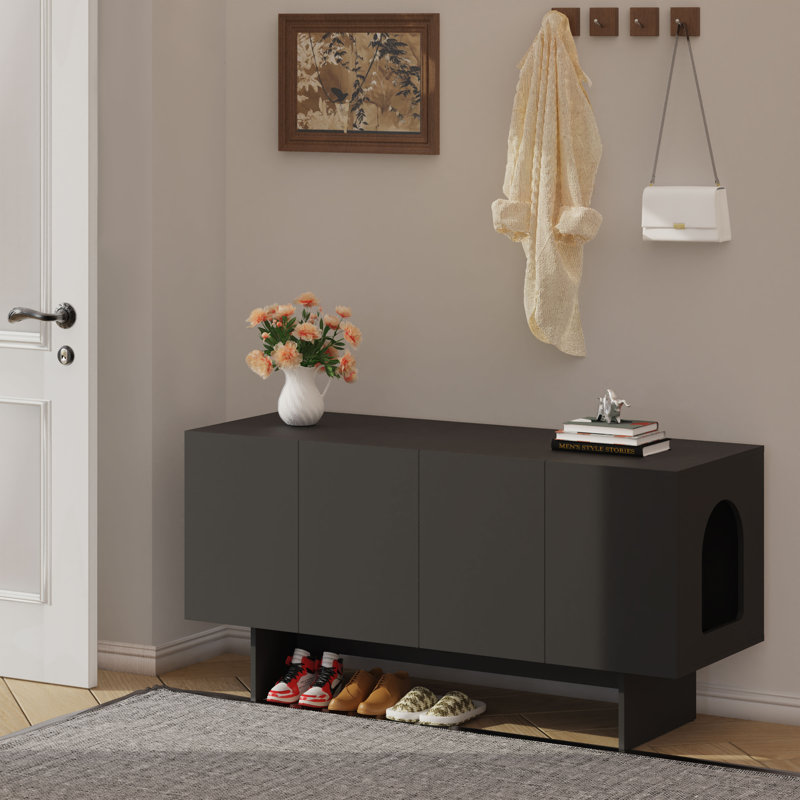 Litter Box Enclosure for 2 Cats, Cat Litter Box Enclosure Furniture with Double Room