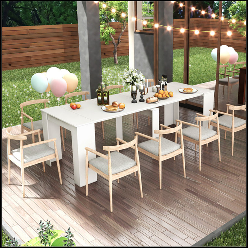 Mallary Drop Leaf extendable Dining Table，Multifunctional extendable console table