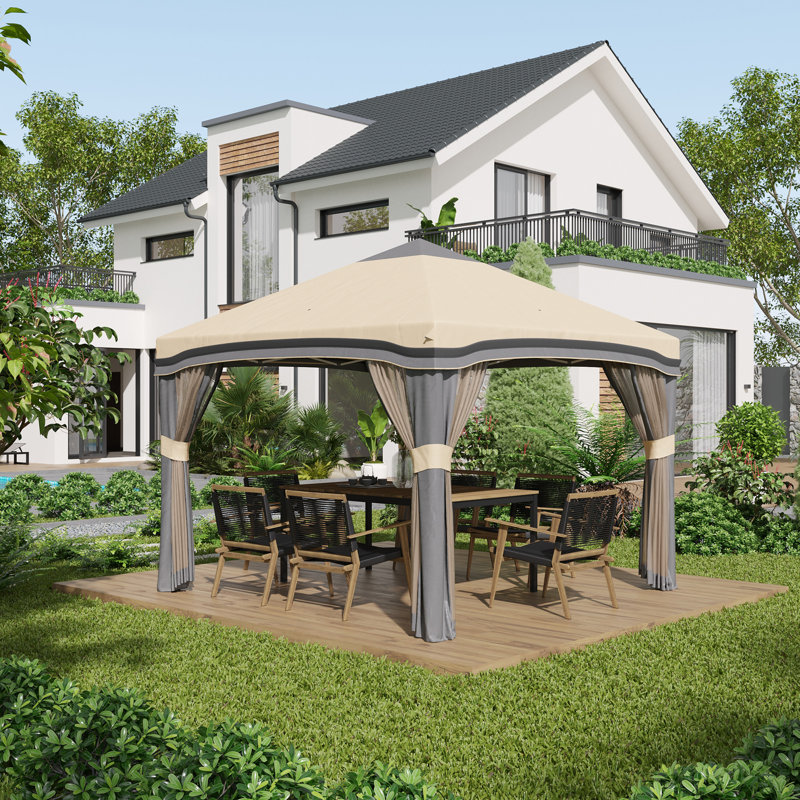 outsunny 10' x 10' pop up canopy tent with netting, instant tents for parties, height adjustable, with wheeled carry bag and 4 sand bags for outdoor, garden, patio
incomplete 