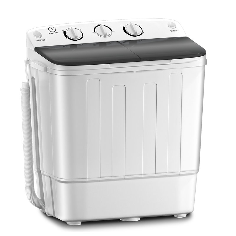 erivess compact mini twin tub 18lbs washing machine with drying rack and 10 hangers, 11 lbs washer mini compact laundry machine and 7 lbs spinner, convenient and efficient for dorms, apartment, blue