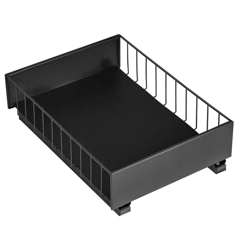 lynk professional pull out cabinet organizer, 10" x 14" single tier slide out drawers for kitchen cabinets - sliding pull-out pantry shelves – home shelf organizers - lifetime ltd. warranty, black