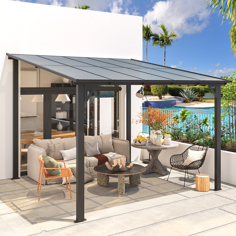 MAY NOT BE EXACT Aluminum Pergola with Canopy