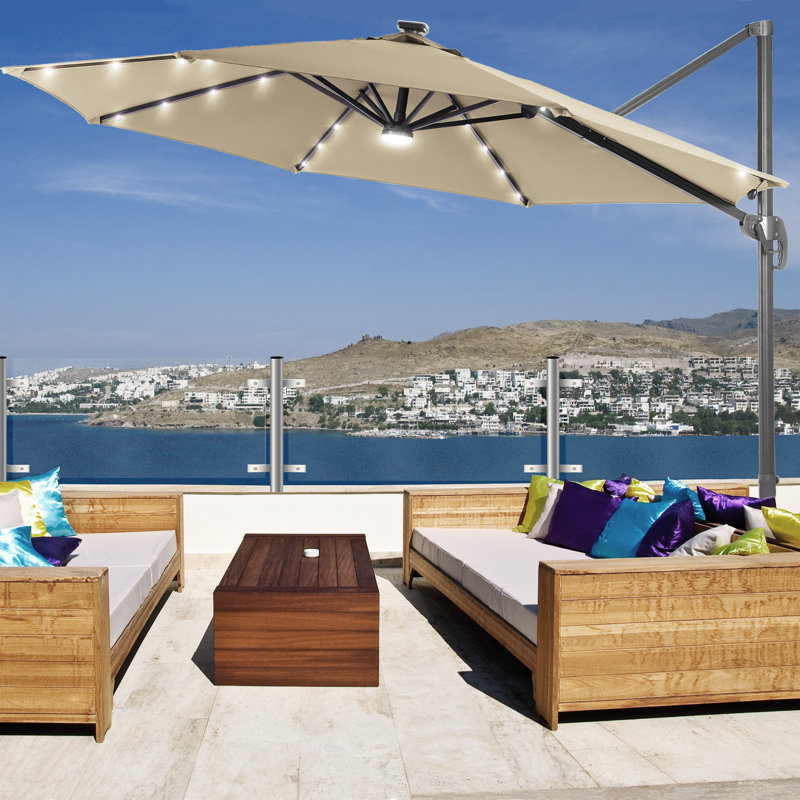 Destinnie 120'' Lighted Cantilever Umbrella