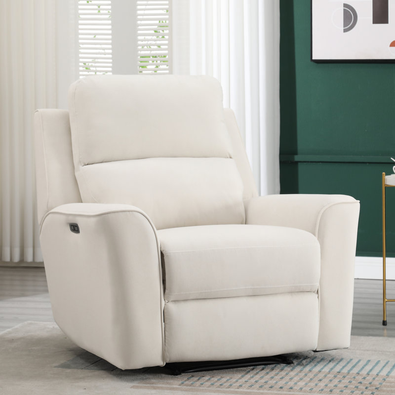 snejana 40.2\" wide microfiber upholstered power recliner with usb port, wall reclining chair (similar)