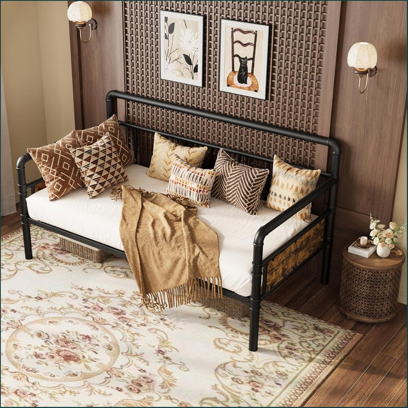 Metal Daybed Frame Twin Size,Heavy Duty Metal Twin Bed Frame,Daybed for Living Room Bedroom Guest Room