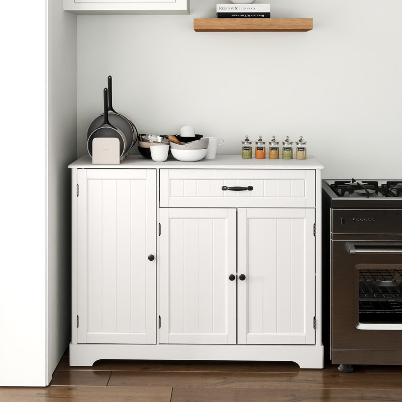 bayview 33” kitchen pantry with 3 doors, 1 drawer, refrigerator-style doors, standalone storage cabinet, solid and engineered wood, multiple finish options