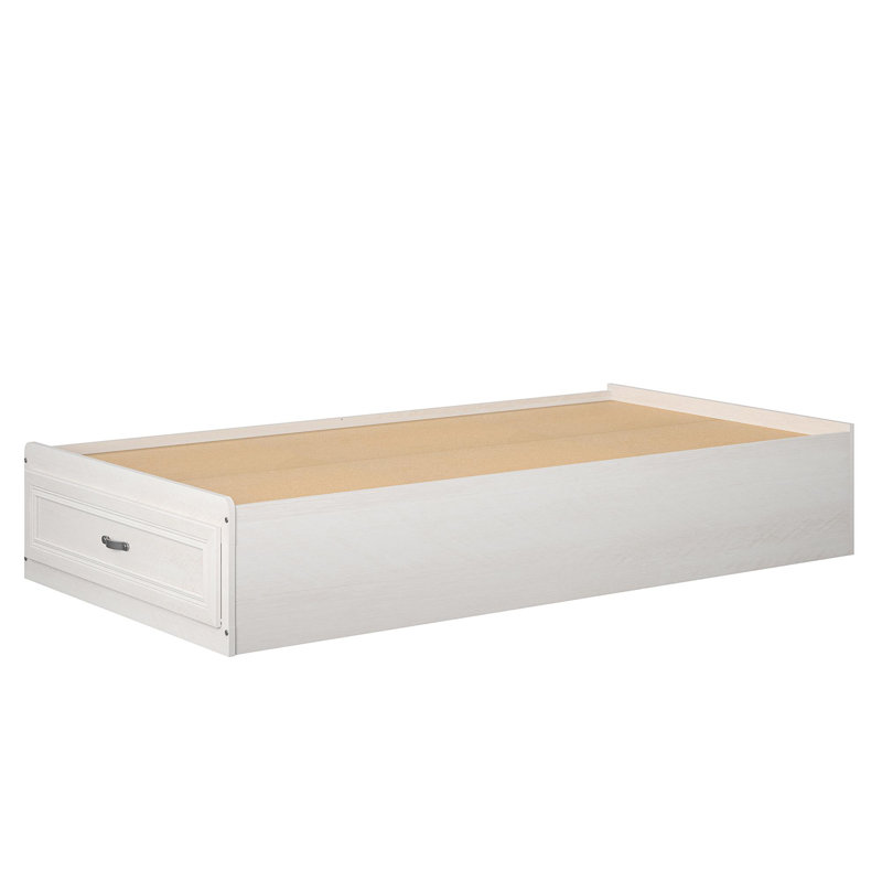Hillview Twin Platform Bed with Storage Drawer, Ivory Oak