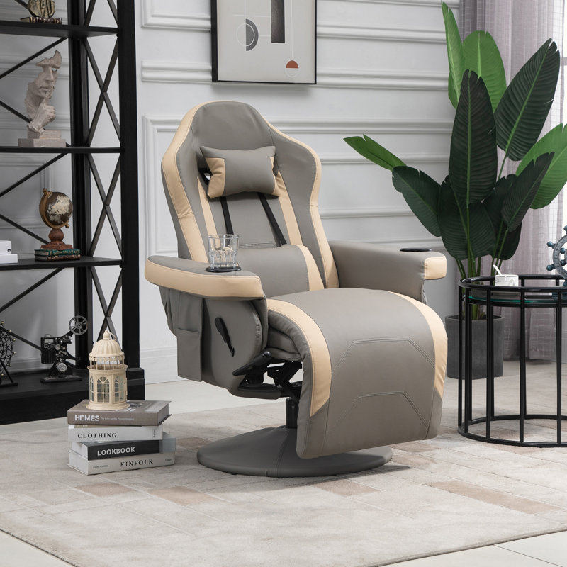 Faux Leather Swivel Recliner