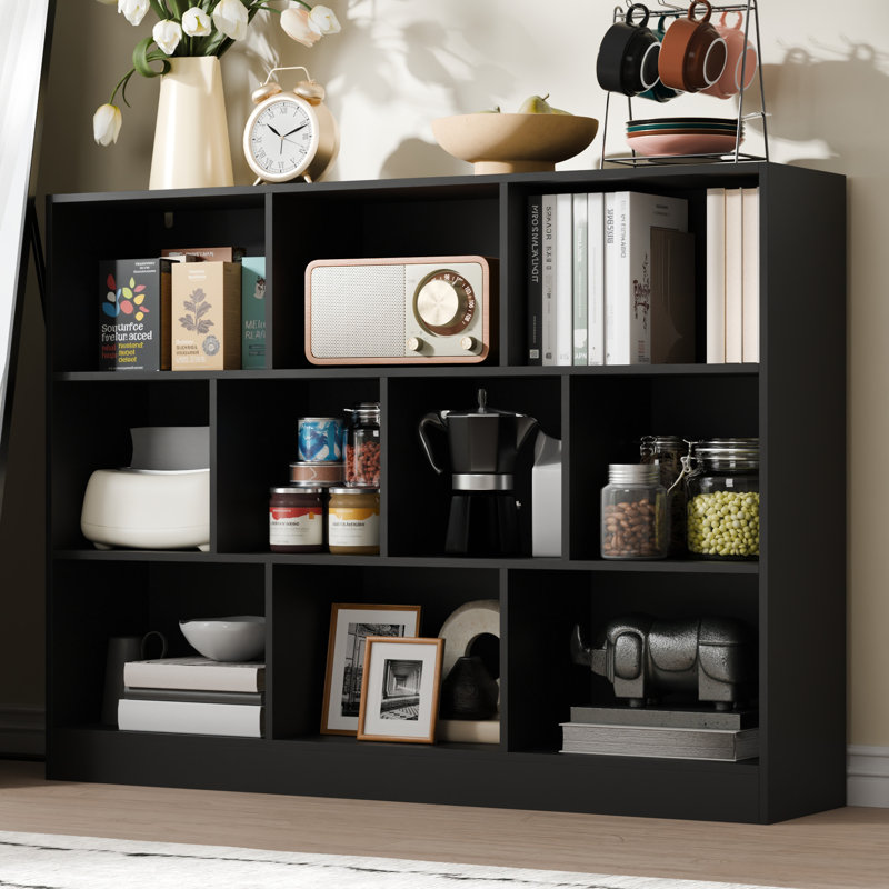 Presly 3 Tier Cube Bookcase Modern Bookshelf with 10 Cubes