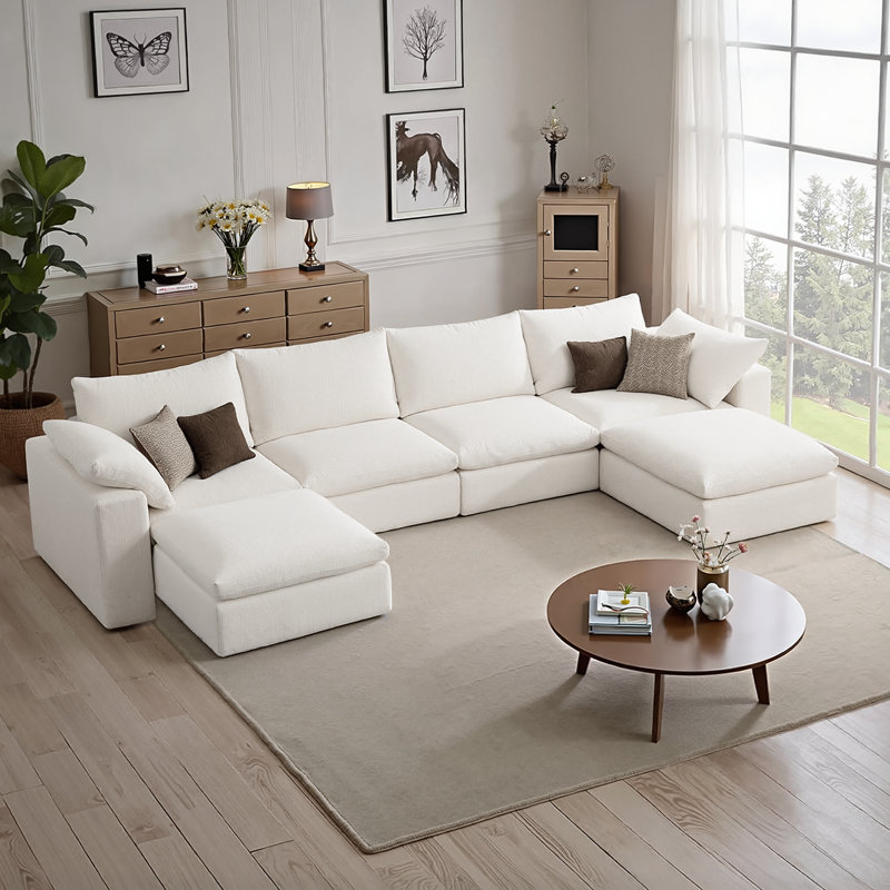 similar to stock photo incomplete 141.7\" modular cloud couch, sectional sofa 4 seater with 2 ottoman, u shaped oversized sleeper sofa couch