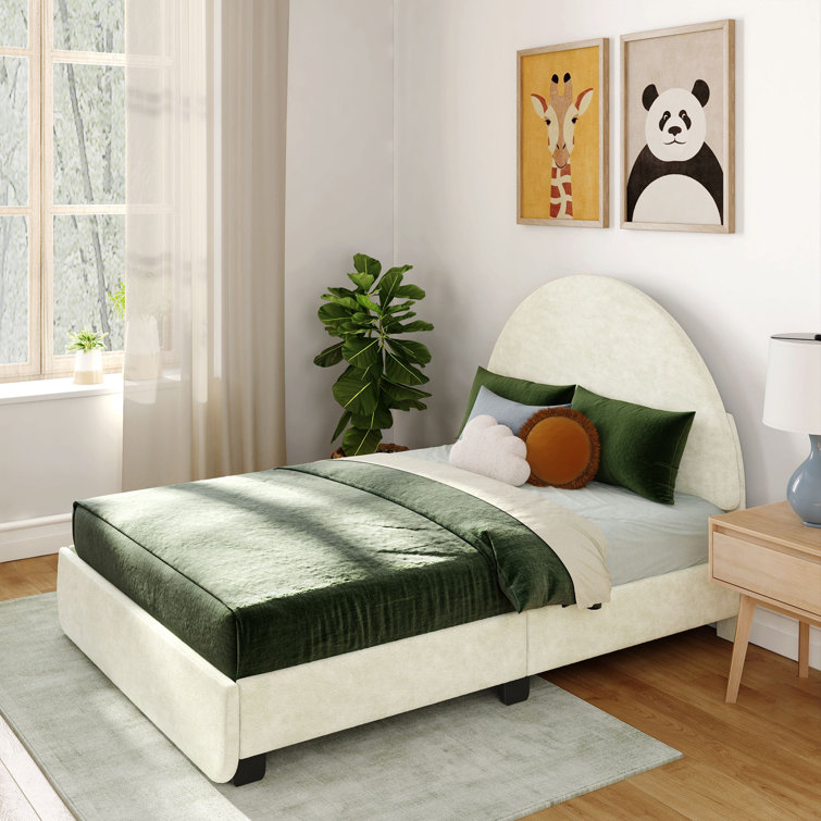 (Incomplete) Beunca Solid Wood Upholstered Bed with Arch Headboard