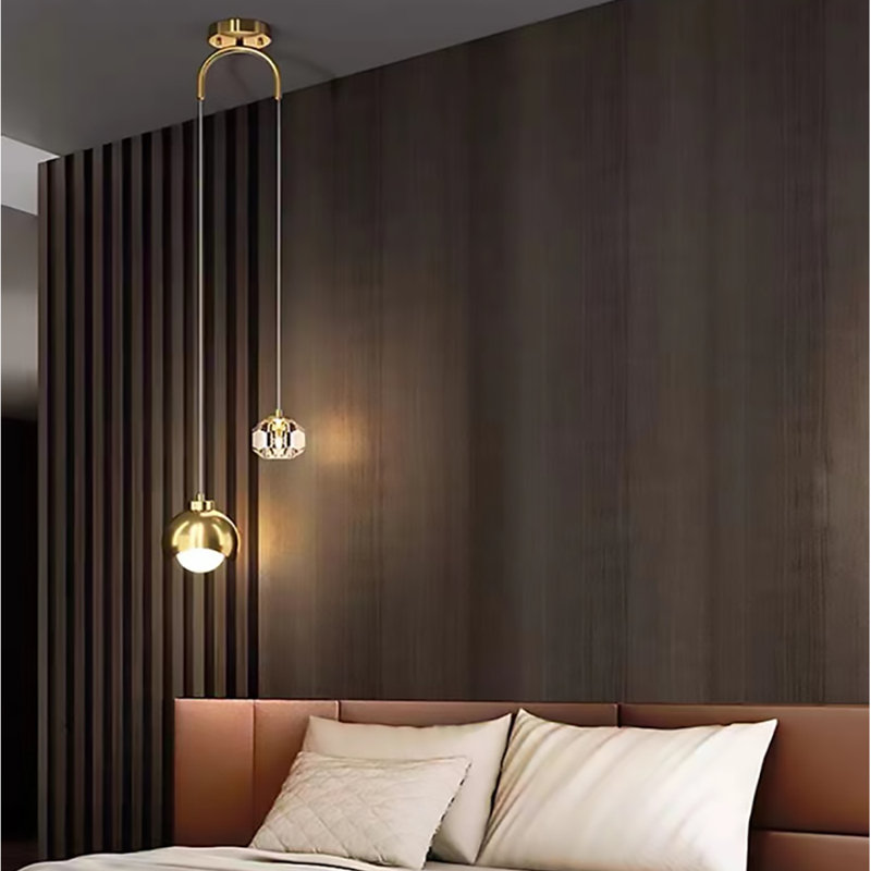 loriel 2 - light sphere chandelier ceiling light with crystal accents height adjustable(1 pc)