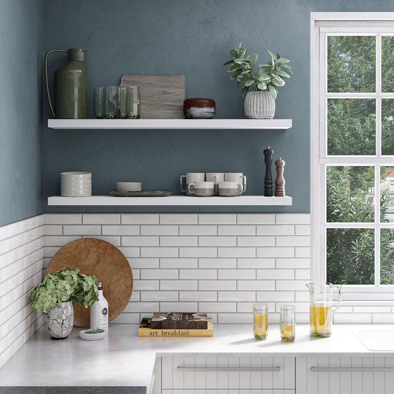 miami 48" w x 8" d floating shelves set with invisible wall mount brackets (set of 2)