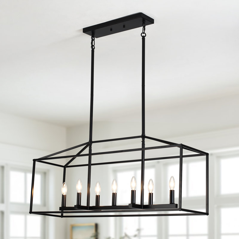 Entrekin 7 - Light Dimmable Kitchen Island Square / Rectangle Chandelier sliver 
