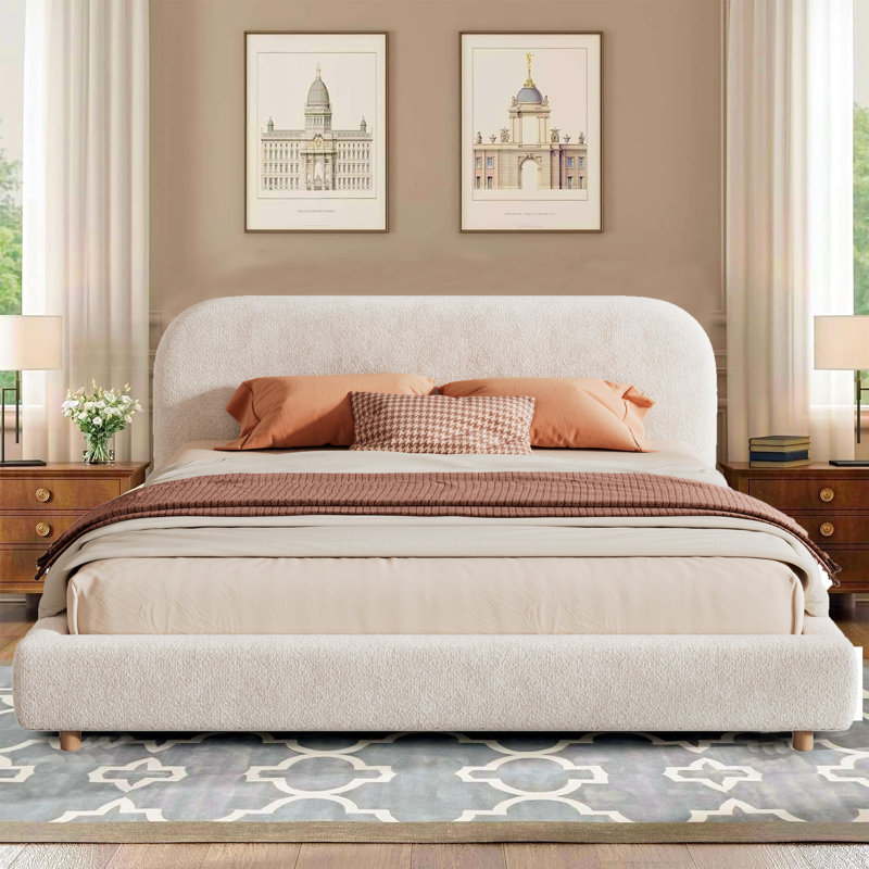 issabell upholstered platform bed with wood slats