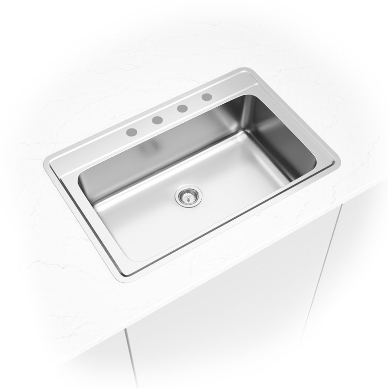 single bowl 33" x 22" stainless steel undermount kitchen sink way-stlsnk-sb-010