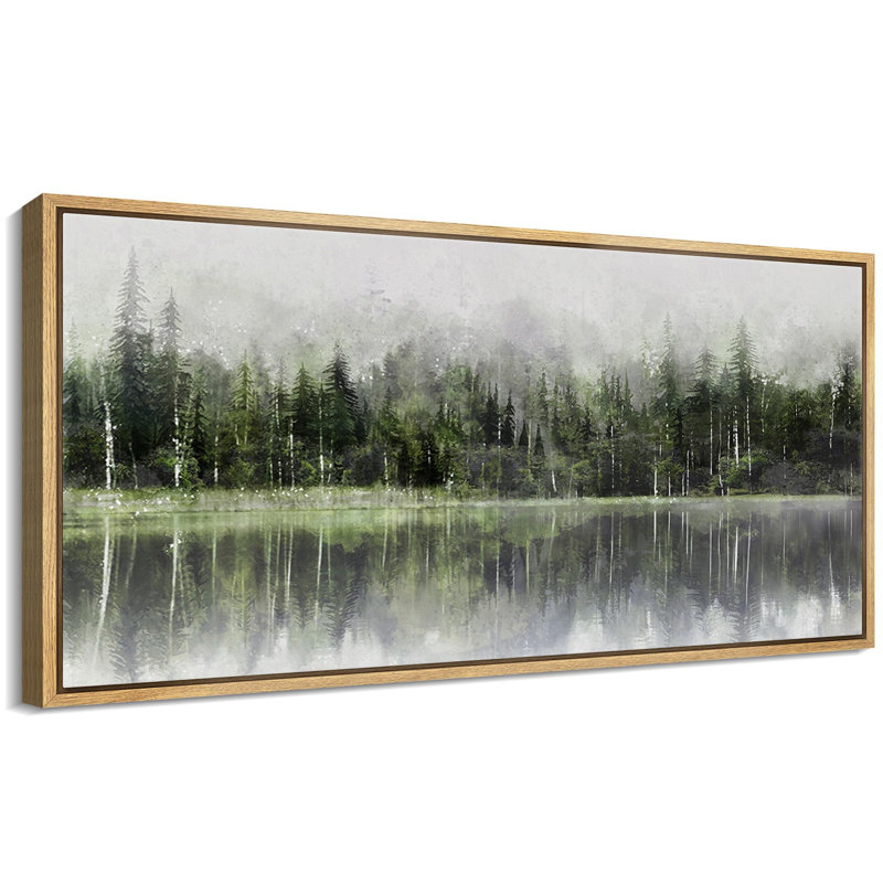30”X60” Woodland Forest Landscape \" Mistyest Reflection Watercolor Landscape Antique Retro Colorful Bedroom Extra Large Wall Decor \" by Mistyest Reflection Watercolor Landscape
