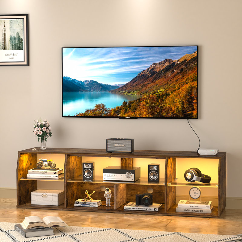 Anabal TV Stand with LED Lights, Entertainment Center with Shelves Media Console for 55/65/75 Inch TV INCOMPLETE 