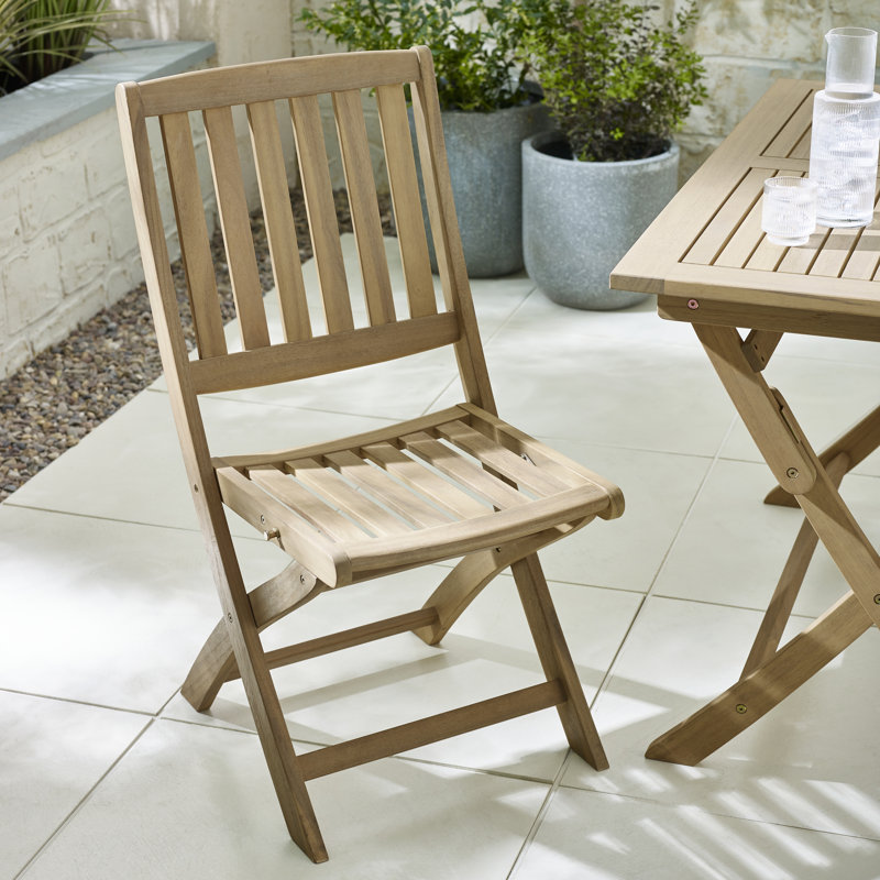 dizon outdoor folding solid wood dining chair - modern garden patio (set of 2)