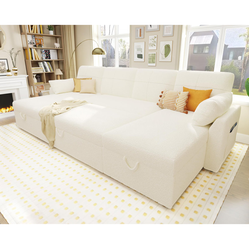 ( incomplete / box 1 of2) 110 Inch Oversized Sofa Bed - 2 In 1 Pull Out Sleeper Sofa With Sectional And Double Storage Chaise