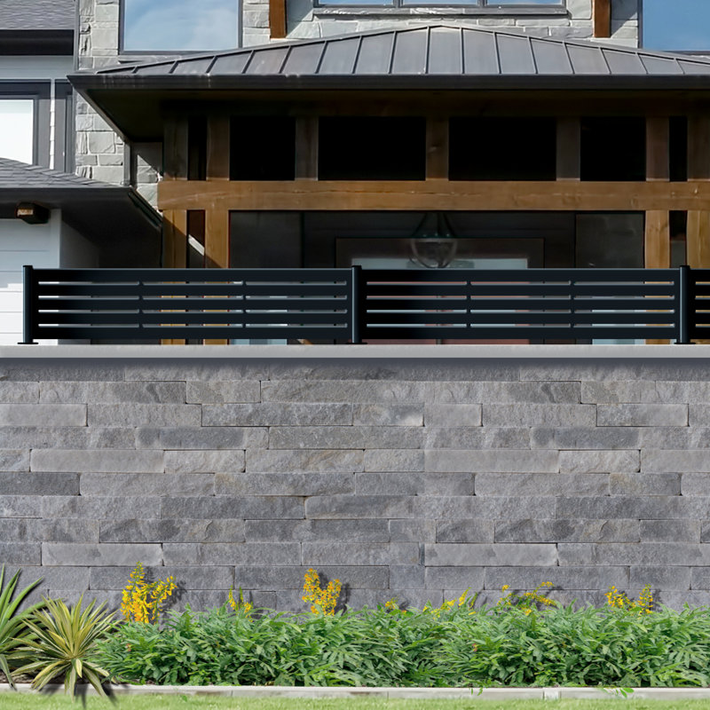 linea galvanized steel wall and fence extension privacy panel, black
