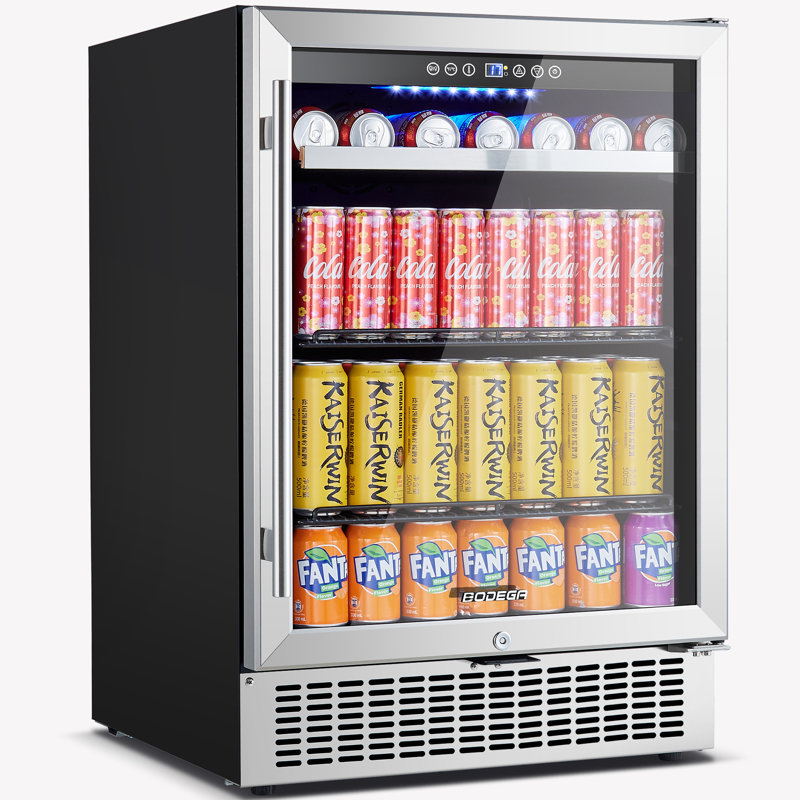 Compact Beverage Chiller By Bodega – 24” Stainless Unit For Soda, Beer, And Water, Fits 180 Cans, Under Counter Or Standalone