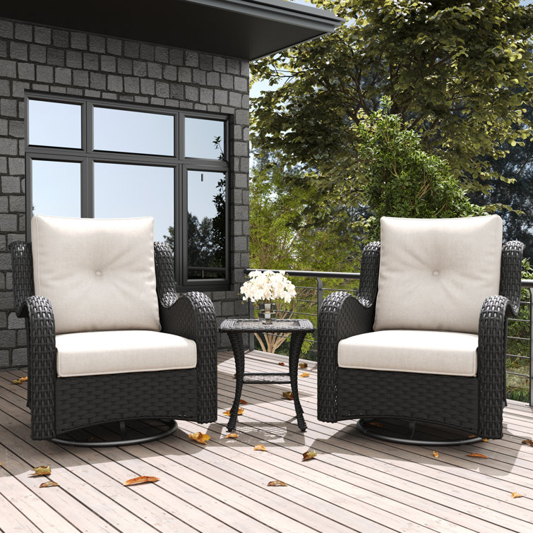 layinsun 3 pieces swivel gliders patio chairs set with side table