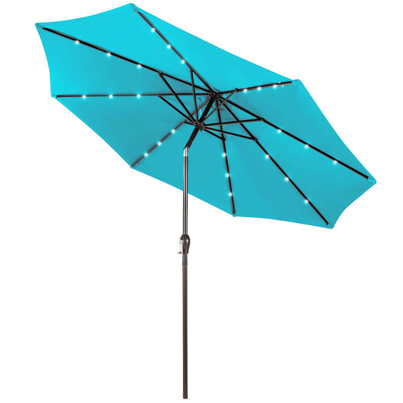 10 FT Patio Solar Umbrella LED Patio Market Steel Tilt with Crank Outdoor