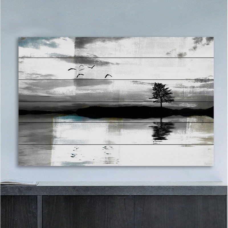 parvez taj - 'shimmering reflection' painting print on white wood( similar to) 