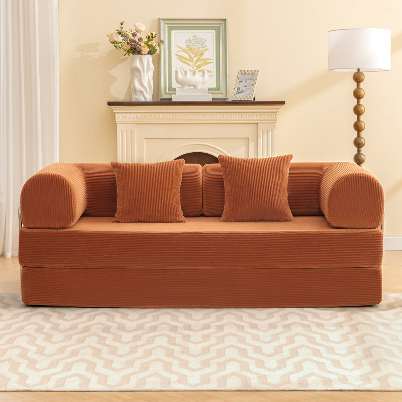 Foldable Three Person Fabric Sofa Bed, high Rebound Density Sponge Sofa