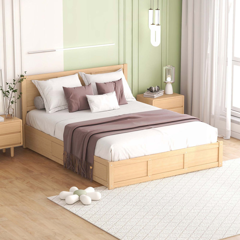 (INCOMPLETE) Wood Platform Bed with Underneath Storage