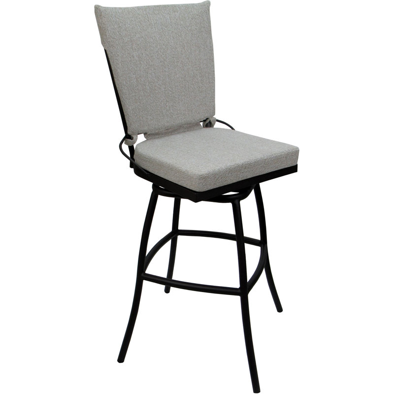 Mastan Powder Coated Aluminum Outdoor 34'' Extra Tall Stool with Cushion
