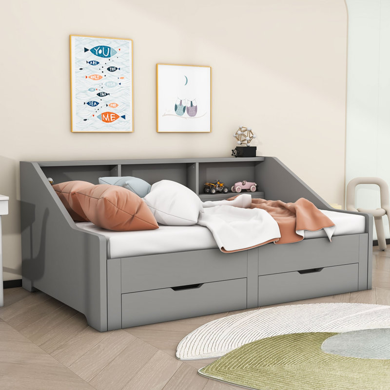Faccone Twin Size Wood Daybed with Twin Size Trundle and Drawers INCOMPLETE 