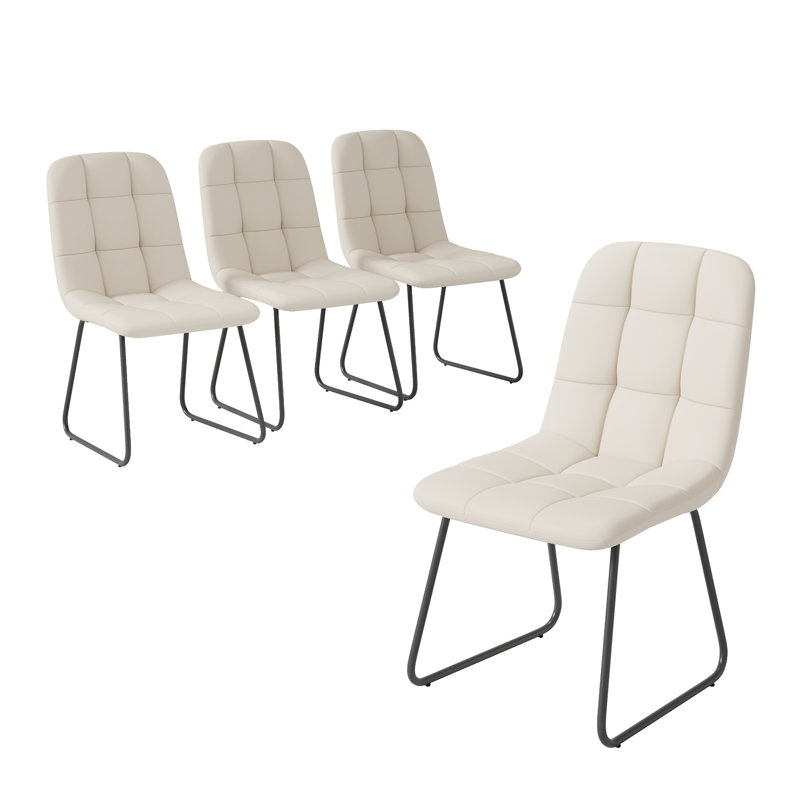 32.8"H Faux Leather Upholstered Dining Chairs, Modern Kitchen Chair Side Chair with Steel Legs, Parsons Chair for Kitchen, Dining, Living, Reception, Office Guest Chairs, and Outdoor