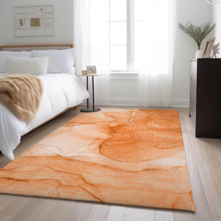 premium machine washable cerrito amf507 orange rug