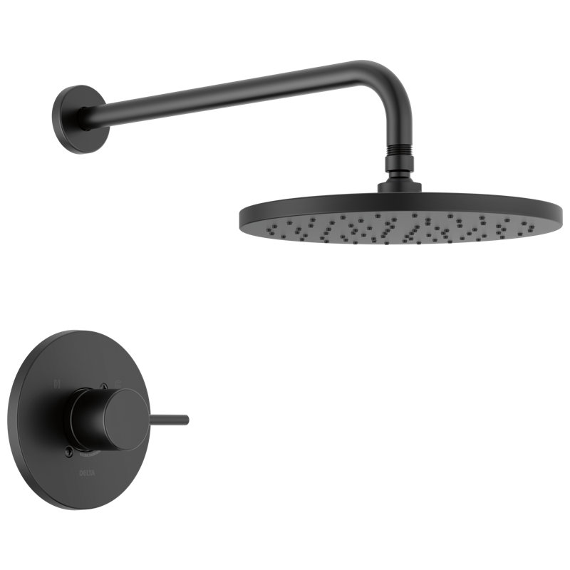 Modern Raincan Round Single-Function Shower Faucet Set, Valve Trim Kit, Rainfall Shower Head T14269-BL-PP