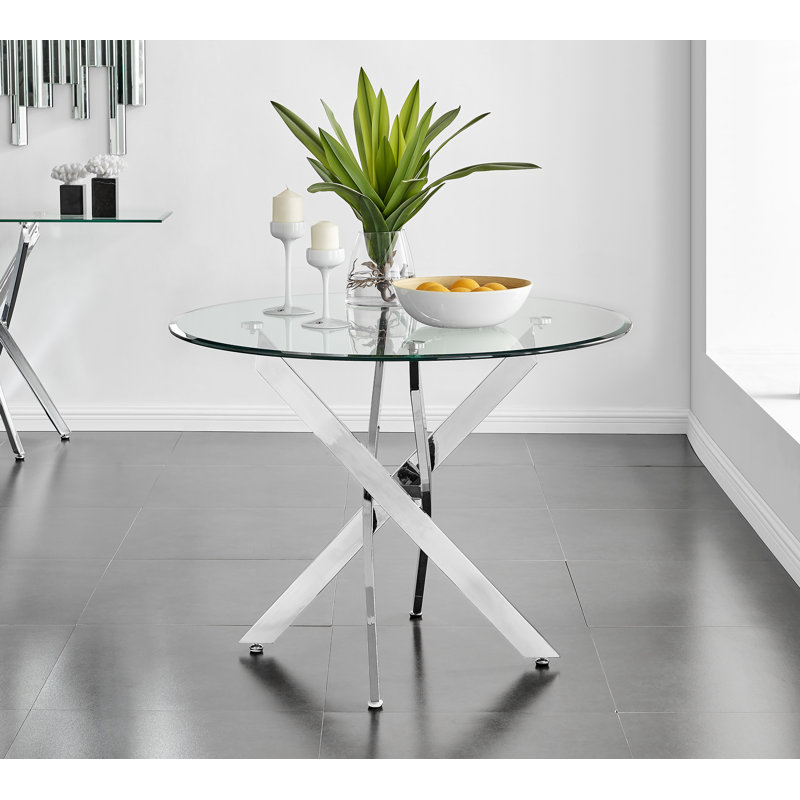 Tierra Tempered Glass Topped Nest Legged Dining Table - 4 or 6 Seat Sized Kitchen Table
