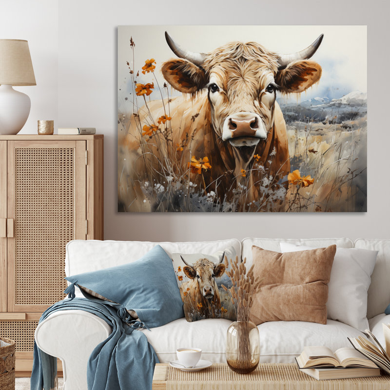 Wyre Cow In The Meadow III - Cow Canvas Prints