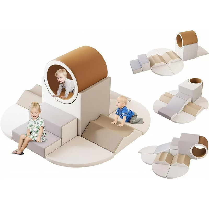 ( 1 pcs )soft play climbing for toddlers, 10pcs foam climbing blocks for toddlers for nursery, living room, baby climbing blocks with tunnel