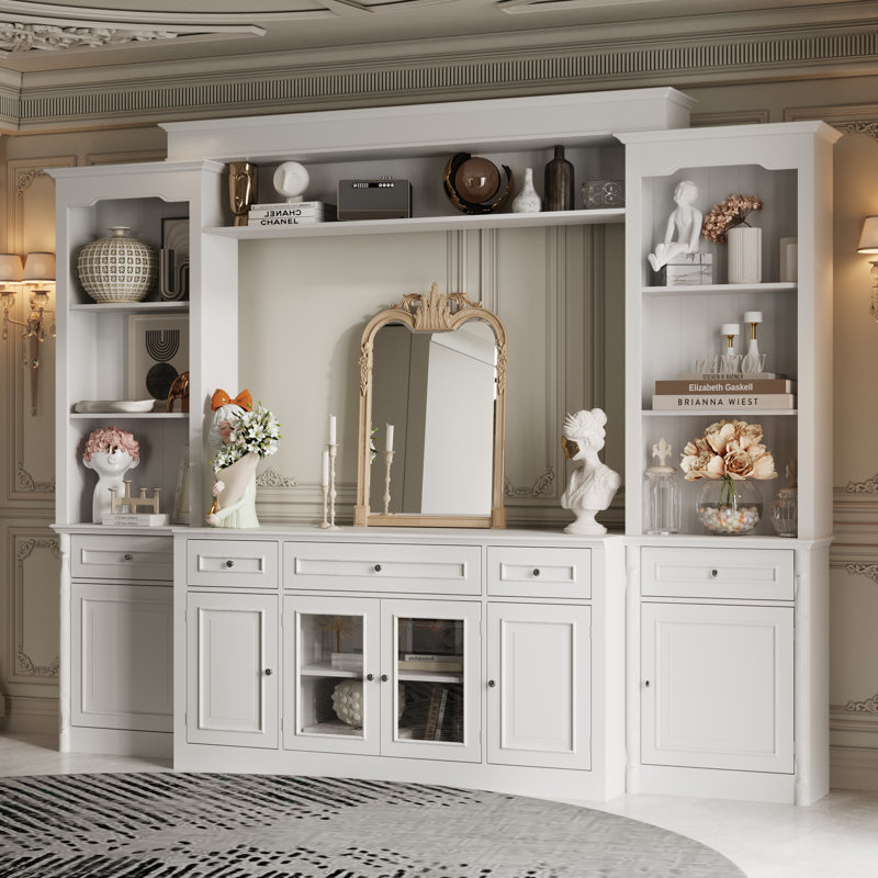 (Box 1/3) Classic Elegance Media Center With Extensive Storage And Display Shelvingproduct Title:Modern Entryway Cabinet With Spacious Drawers - Design