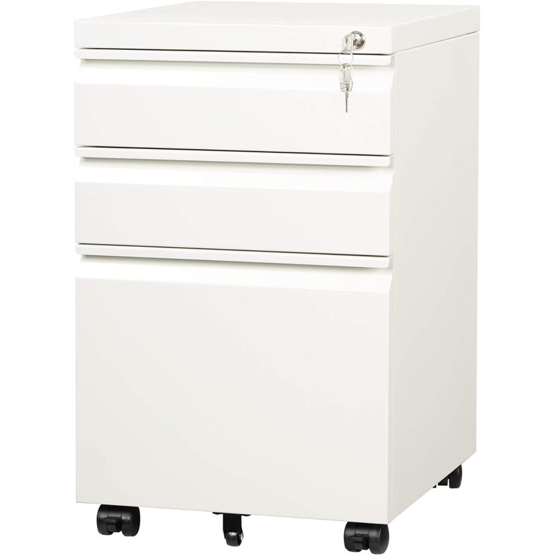 3-drawer mobile file cabinet (under office desk), assembled except casters, fits letter/standard sizes
incomplete 